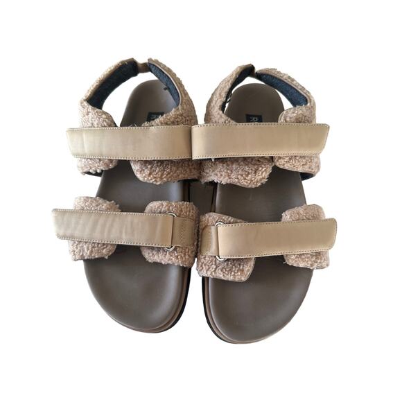 ROAM Velcro Fuzzy Stack Platform Beige Faux Shearling - SZ 11 - Picture 7 of 11